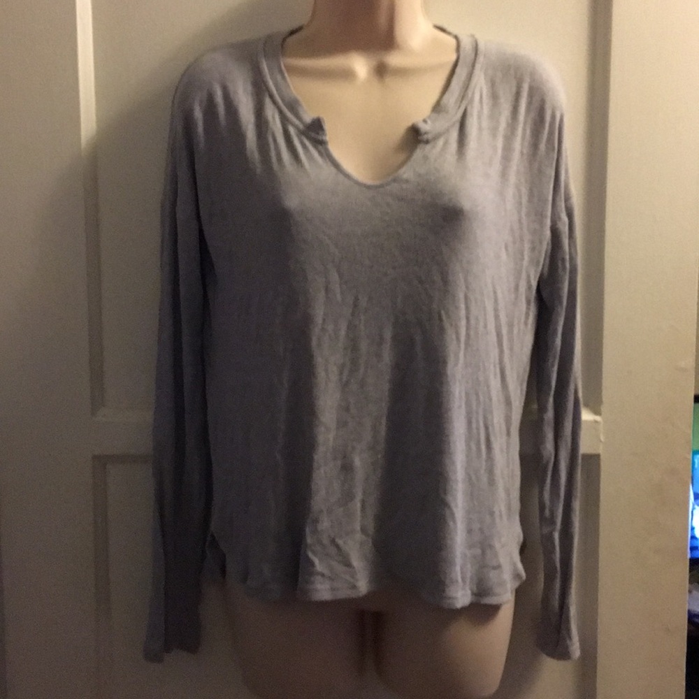 Bordeaux gray long sleeve top, size S